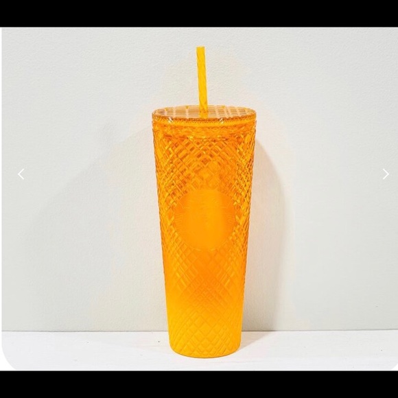 Starbucks Mango Ombre Jeweled Studded Cup Orange Cold Tumbler Venti 24oz 2022 - Picture 6 of 9